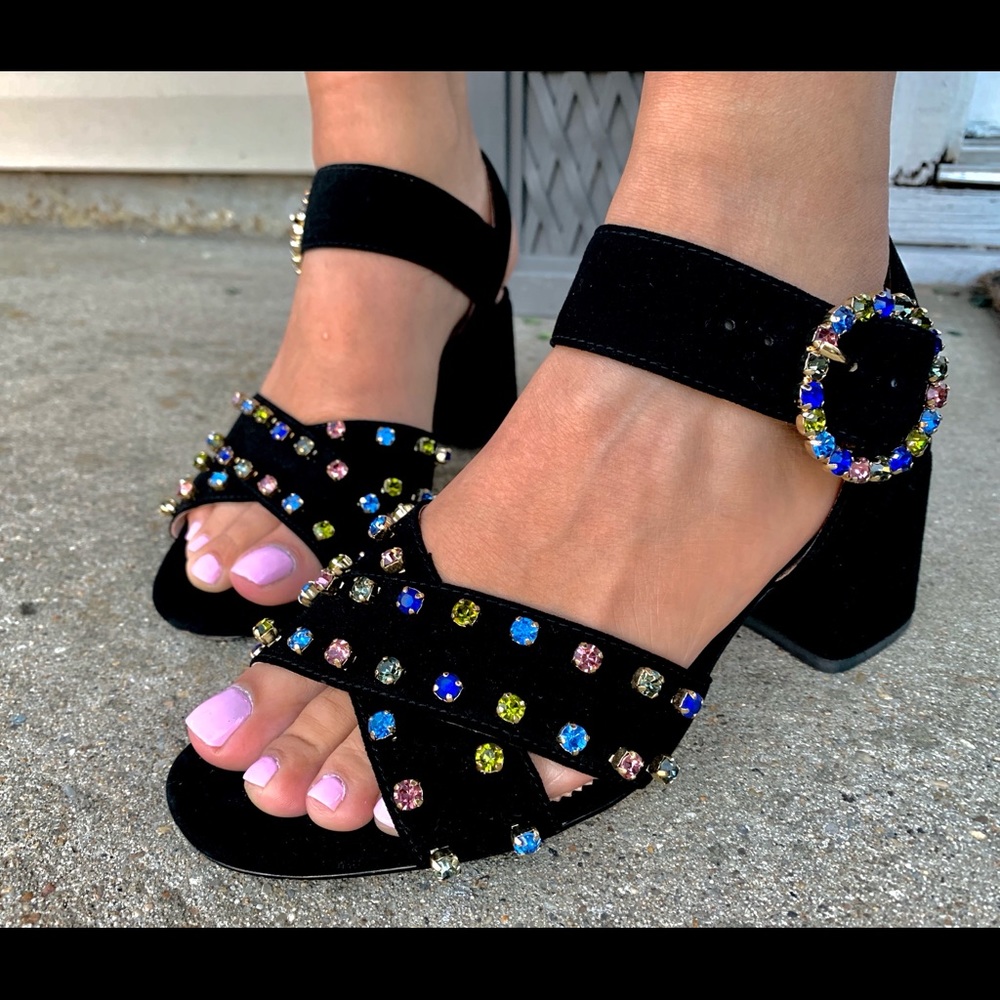 j Crew Suede and Rhinestone Sandals Size 7